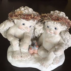 Vintage Dreamsicles Signed Cast Art 2 sister angel